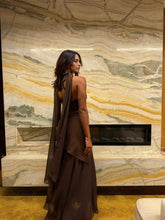Load image into Gallery viewer, Graceful Strapless Patchwork Maxi Dress with Scarf
