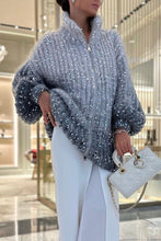Load image into Gallery viewer, Loose Sequins Long Sleeves Zipper Cardigan
