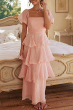 Load image into Gallery viewer, Classic Flounce Square Neck Tiered Midi Dress
