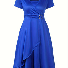 Load image into Gallery viewer, Elegant  V-Neck Asymmetrical Ruffled Midi Dress
