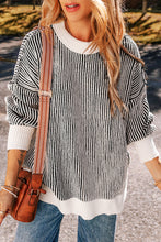 Load image into Gallery viewer, Loose Striped Contrast Trim Sweater
