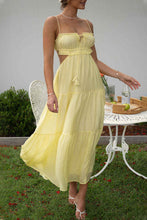 Load image into Gallery viewer, Sexy Spaghetti Straps Cut Out Tiered Midi Dress
