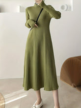 Load image into Gallery viewer, Green Casual Long Sleeve Half Turtleneck Knit Sweater Dress
