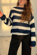 Load image into Gallery viewer, Loose Navy Stripe Knit Sweater
