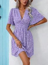 Load image into Gallery viewer, Printed V-Neck Half Sleeve Mini Dress
