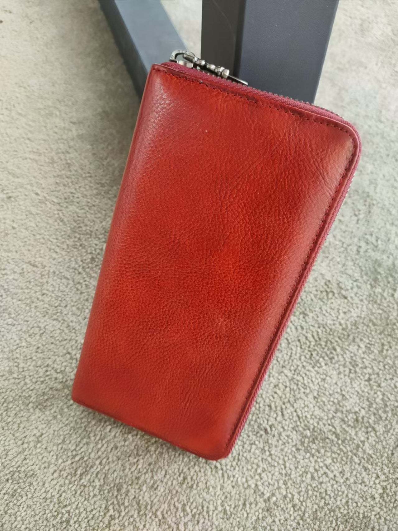 Handmade Long Leather Wallet Purse Large Capcity Multi Cards Zipper Soft Clutch for Women