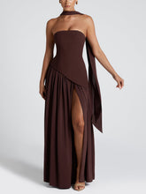 Load image into Gallery viewer, Chic Strapless Patchwork Split Side Maxi Party Dress
