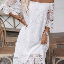 Load image into Gallery viewer, Elegant Off Shoulder Half Sleeves Lace Trim Mini Dress
