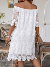 Load image into Gallery viewer, Elegant Off Shoulder Half Sleeves Lace Trim Mini Dress
