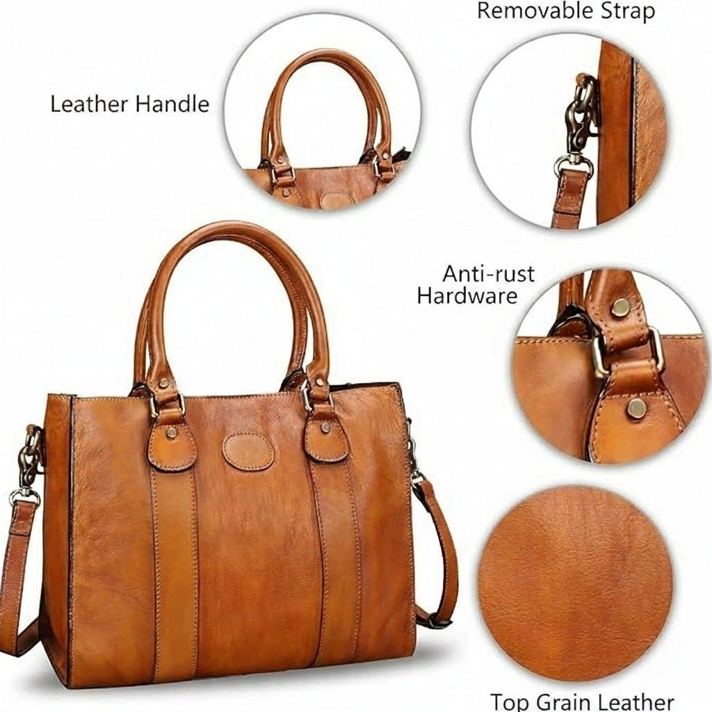 Leather Satchel Top Handle Shoulder Bag Crossbody Purse Handbag