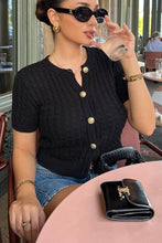 Load image into Gallery viewer, Simple Short Sleeves Buttons Down Knit Sweater
