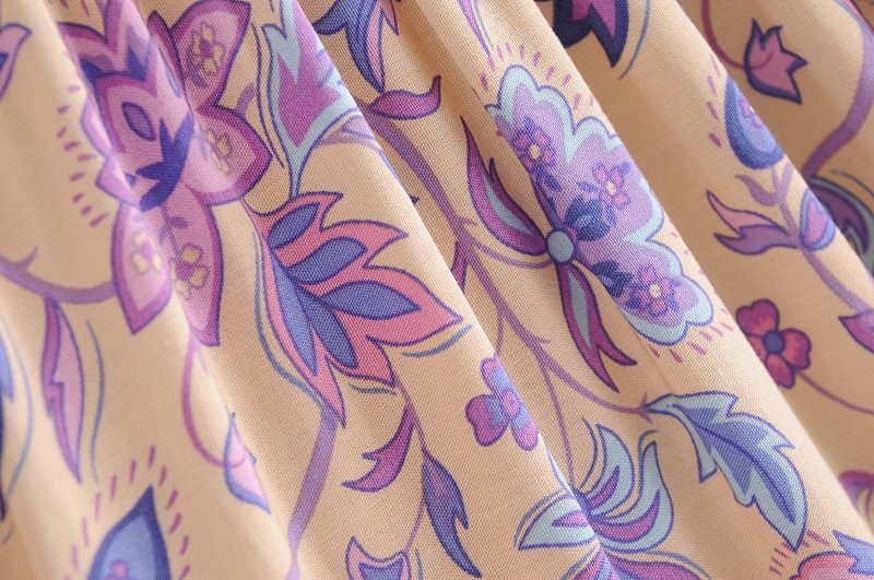 Boho Floral Print Long Sleeve Loose Maxi Dress