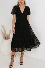 Load image into Gallery viewer, Lace Buttons V Neck A Line Midi Dress
