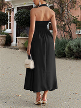 Load image into Gallery viewer, Simple Halter Pleated Sleeveless A-line Midi Dress
