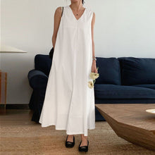 Load image into Gallery viewer, Simple Loose Sleeveless V-Neck Midi Dresses
