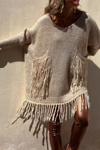 Load image into Gallery viewer, Chic Knit Fringe Detail Tassel Trim Pockets Loose Sweater
