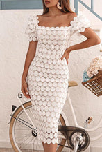 Load image into Gallery viewer, Sweet Elegant Sqaure Neck Short Sleeves Bodycon Midi Dress
