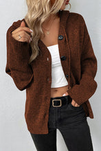 Load image into Gallery viewer, Plain Long Sleeves Drawstring Hoodied Knitted Cardigan
