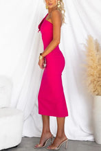 Load image into Gallery viewer, Elegant Bow Detail One Shoulder Bodycon Midi Dress
