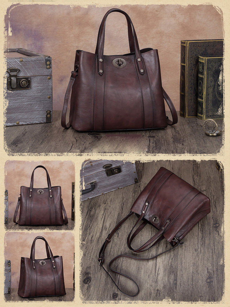 Vintage Handmade Shoulder Purse Leather Handbag