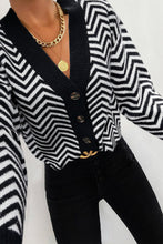 Load image into Gallery viewer, Long Sleeve V Neck Open Front Striped Knit Cardigan Sweaters
