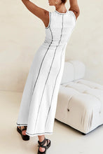 Load image into Gallery viewer, Casual Striped Contrast Sleeveless Round Necn Midi Dress

