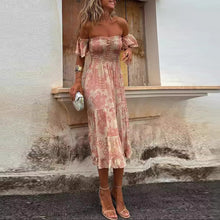 Load image into Gallery viewer, Sexy Floral Ruffle Off Shoulder Midi Dress
