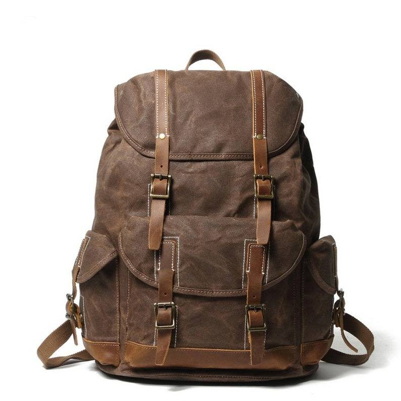 Large Waterproof Travel Backpack Waxed Canvas School Backpack