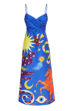 Load image into Gallery viewer, Unique Printed Spaghetti Straps Midi Dress

