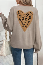 Load image into Gallery viewer, Gray Bowknot Front Leopard Heart Back Knit Cardigan

