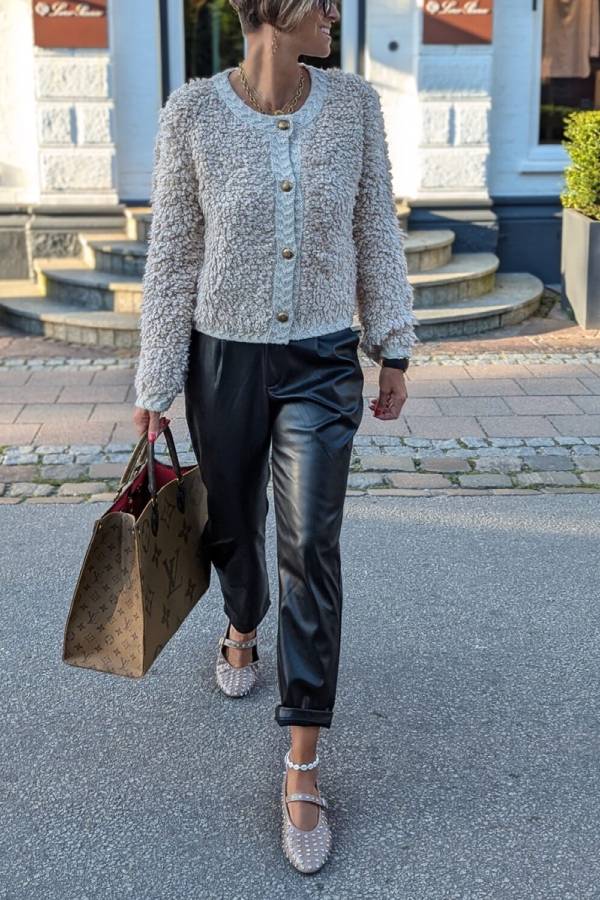 Beige Button Knit Cardigan