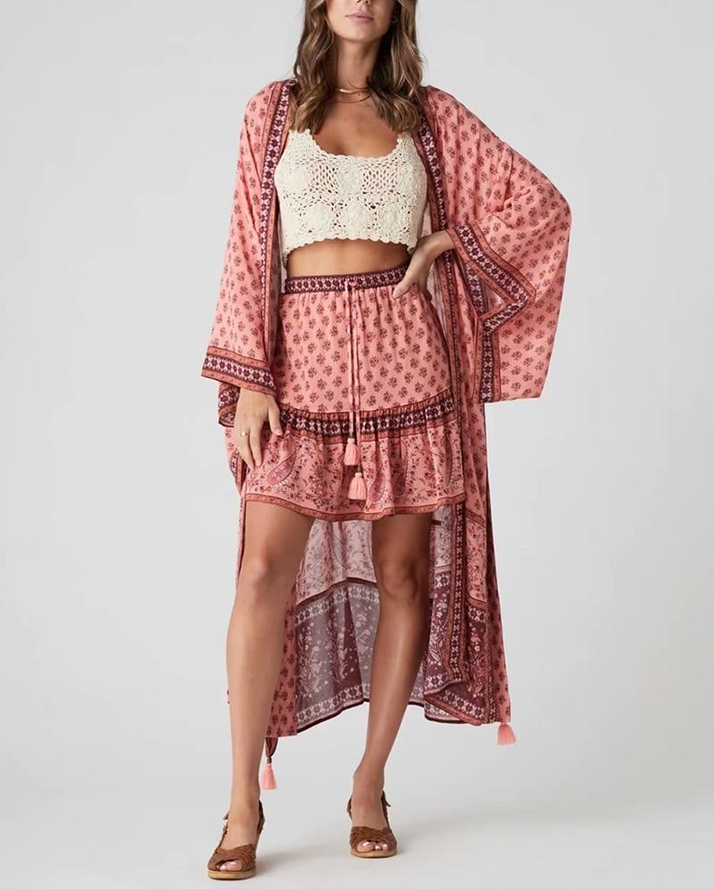 Boho Floral Patterns Kimono Cover Up