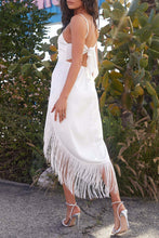 Load image into Gallery viewer, Sexy Asymmetrical Strapless Irregular Tassels Midi Dress

