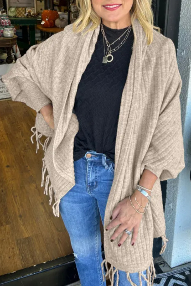 Casual Fringed Trim Irregular Cardigan Outerwear