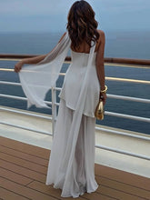 Load image into Gallery viewer, Graceful Strapless Patchwork Maxi Dress with Scarf
