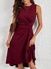 Load image into Gallery viewer, Sleeveless Asymmetric Pleated Split-Joint Midi Dress
