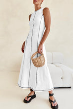 Load image into Gallery viewer, Casual Striped Contrast Sleeveless Round Necn Midi Dress
