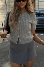 Load image into Gallery viewer, Simple Short Sleeves Buttons Down Knit Sweater
