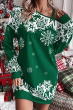 Load image into Gallery viewer, Christmas Snowflake Cold Shoulder Loose Sweatshirt Mini Dress
