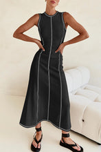 Load image into Gallery viewer, Casual Striped Contrast Sleeveless Round Necn Midi Dress
