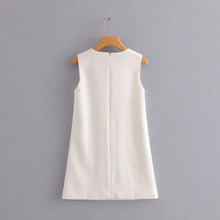 Load image into Gallery viewer, Simple Round Neck Sleeves Buttons Mini Dress
