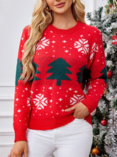 Load image into Gallery viewer, Long Sleeve Round Neck Snowflake Tree Christmas Sweater

