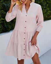 Load image into Gallery viewer, Plaid Print Button Downs Tiered Mini Tunic Dress
