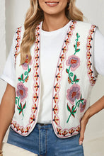 Load image into Gallery viewer, White Floral Embroidered Boho Vest
