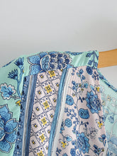 Load image into Gallery viewer, Blue Floral Print Mini Dress Sundress
