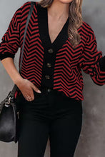 Load image into Gallery viewer, Long Sleeve V Neck Open Front Striped Knit Cardigan Sweaters
