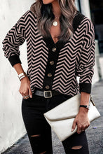 Load image into Gallery viewer, Long Sleeve V Neck Open Front Striped Knit Cardigan Sweaters

