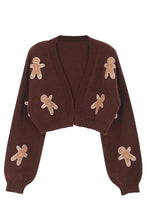 Load image into Gallery viewer, Casual Cookie Man Pattern Knitted Cardigan

