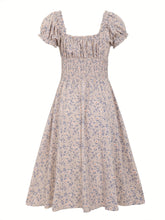 Load image into Gallery viewer, Elegant V-neck Ruched Floral Midi Dress
