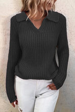 Load image into Gallery viewer, V-neck Lapel Solid Slim Fit Knit Sweater
